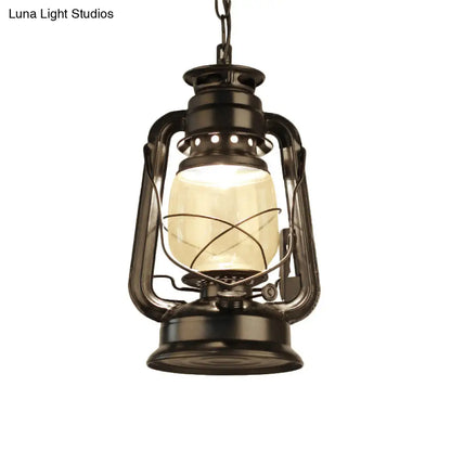 Industrial Clear Glass Pendant Ceiling Light for Coffee Shop - Black/Bronze/Antique Brass Finish