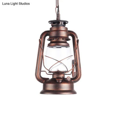 Industrial Clear Glass Pendant Ceiling Light for Coffee Shop - Black/Bronze/Antique Brass Finish