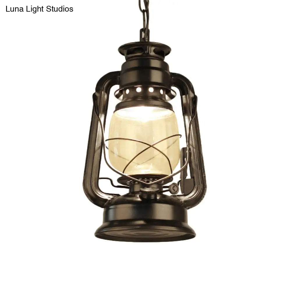 Industrial Clear Glass Pendant Ceiling Light for Coffee Shop - Black/Bronze/Antique Brass Finish