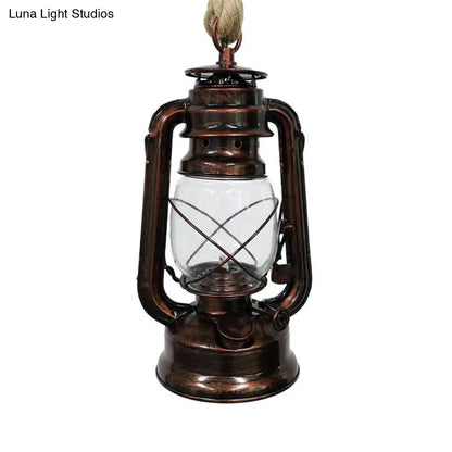 Industrial Clear Glass Pendant Ceiling Light for Coffee Shop - Black/Bronze/Antique Brass Finish