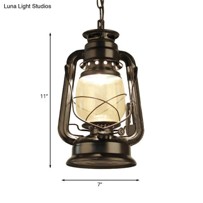 Industrial Clear Glass Pendant Ceiling Light for Coffee Shop - Black/Bronze/Antique Brass Finish