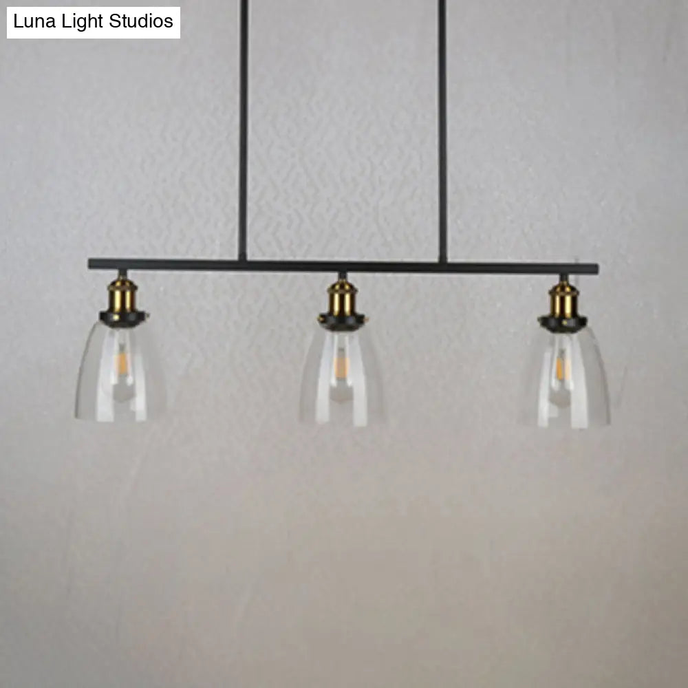 DecorBites™ Industrial Clear Glass Pendant Light - Cone Shade, 2/3 Lights - Black Hanging Lamp Kit for Dining Room Island