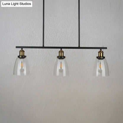 DecorBites™ Industrial Clear Glass Pendant Light - Cone Shade, 2/3 Lights - Black Hanging Lamp Kit for Dining Room Island