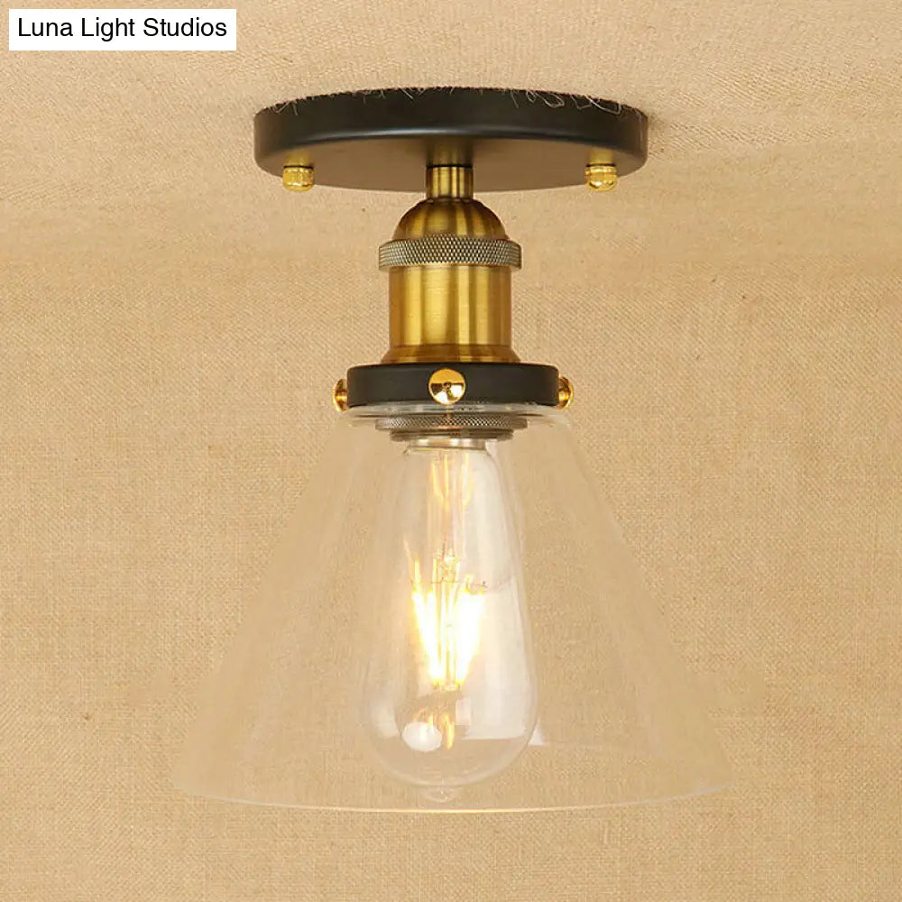 DecorBites™ DecorBites™ Industrial Clear Glass Semi Flush Mount in Black/Bronze/Copper