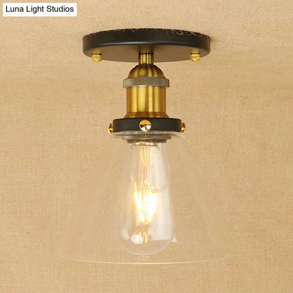 DecorBites™ DecorBites™ Industrial Clear Glass Semi Flush Mount in Black/Bronze/Copper