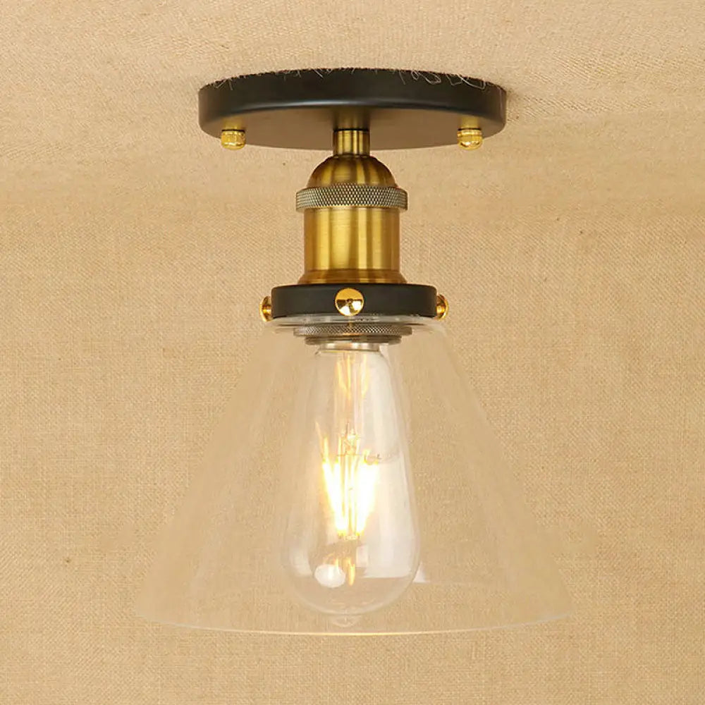 DecorBites™ DecorBites™ Industrial Clear Glass Semi Flush Mount in Black/Bronze/Copper
