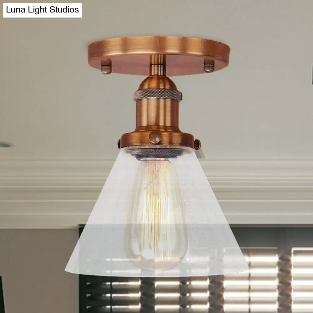 DecorBites™ DecorBites™ Industrial Clear Glass Semi Flush Mount in Black/Bronze/Copper