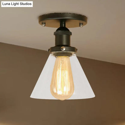 DecorBites™ DecorBites™ Industrial Clear Glass Semi Flush Mount in Black/Bronze/Copper