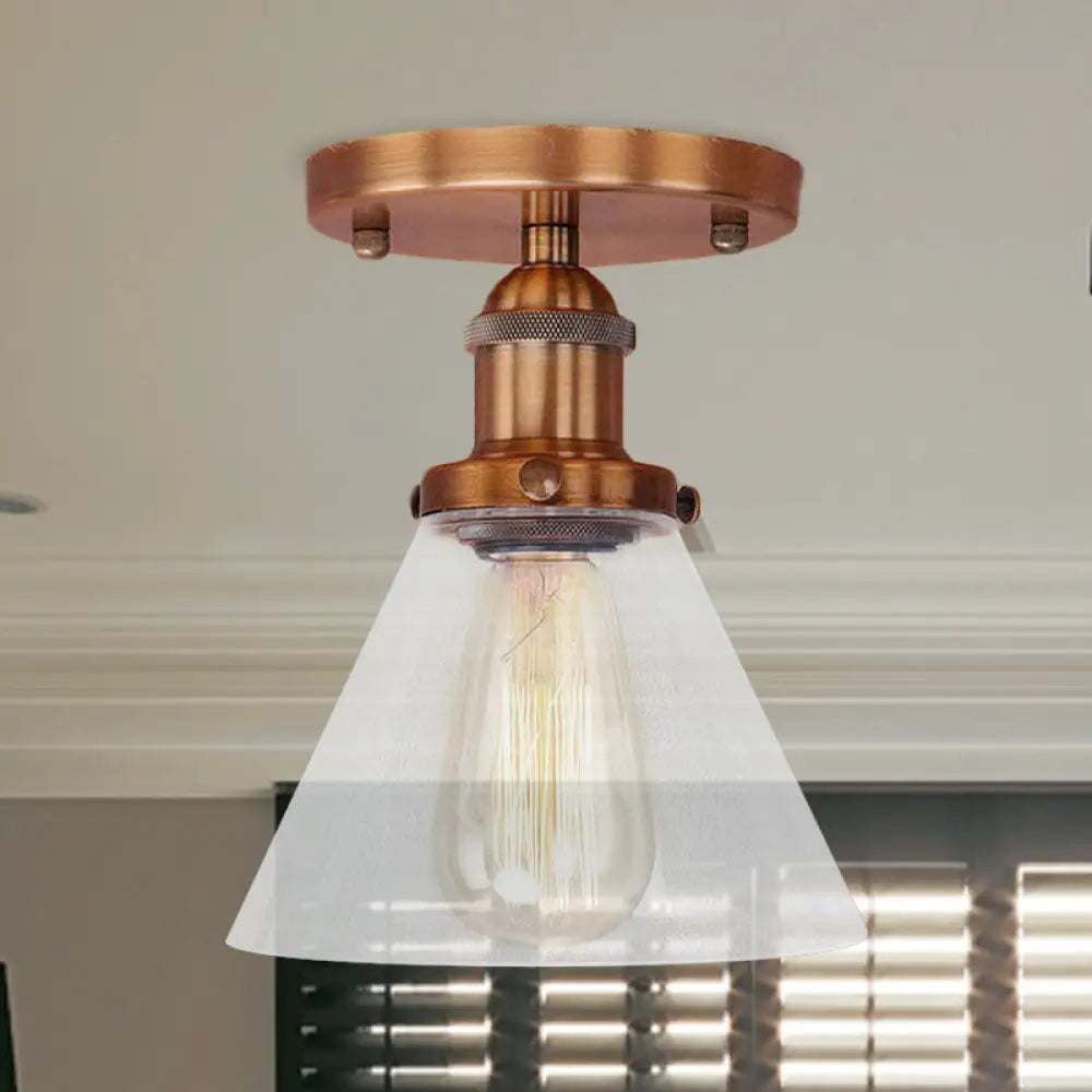 DecorBites™ DecorBites™ Industrial Clear Glass Semi Flush Mount in Black/Bronze/Copper