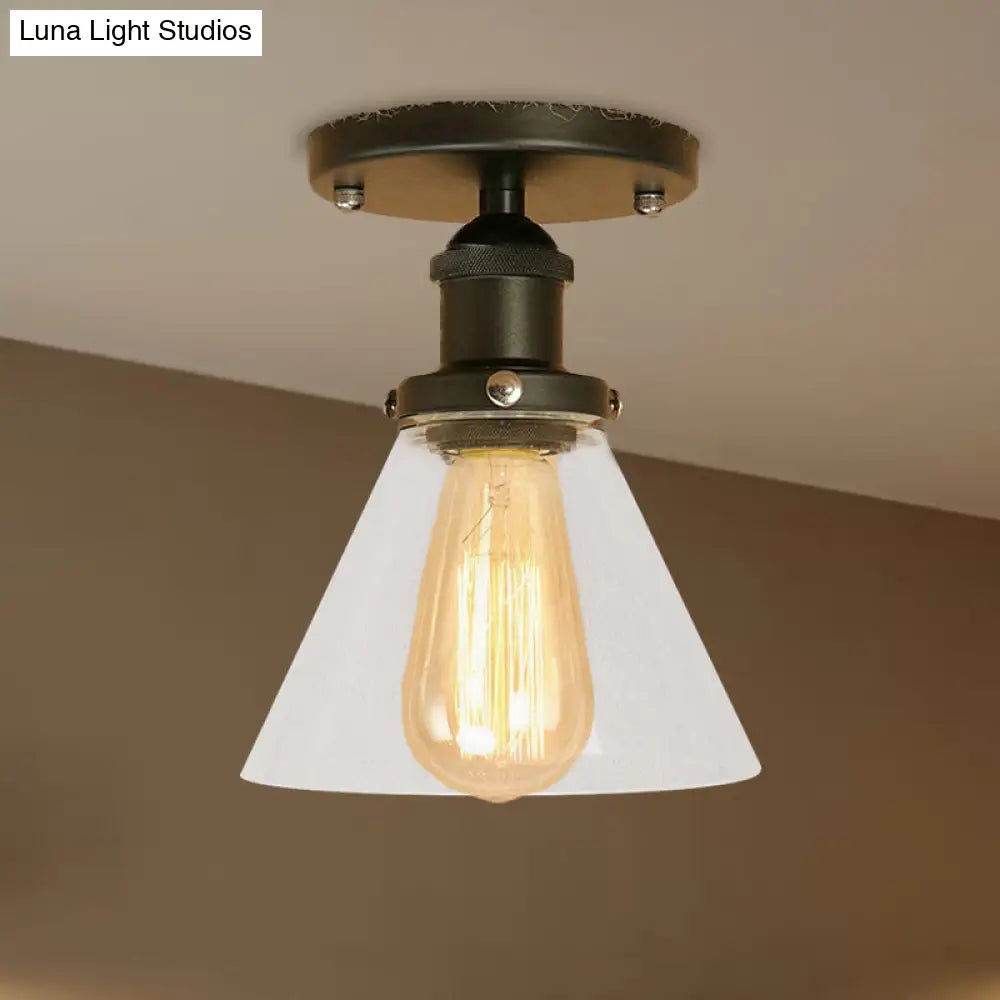 DecorBites™ DecorBites™ Industrial Clear Glass Semi Flush Mount in Black/Bronze/Copper