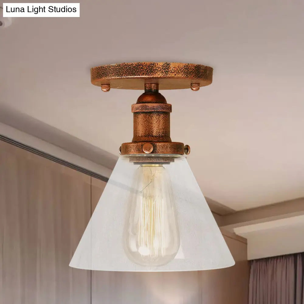 DecorBites™ DecorBites™ Industrial Clear Glass Semi Flush Mount in Black/Bronze/Copper