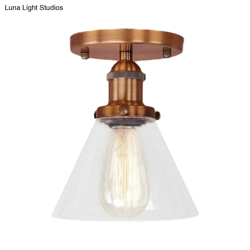 DecorBites™ DecorBites™ Industrial Clear Glass Semi Flush Mount in Black/Bronze/Copper
