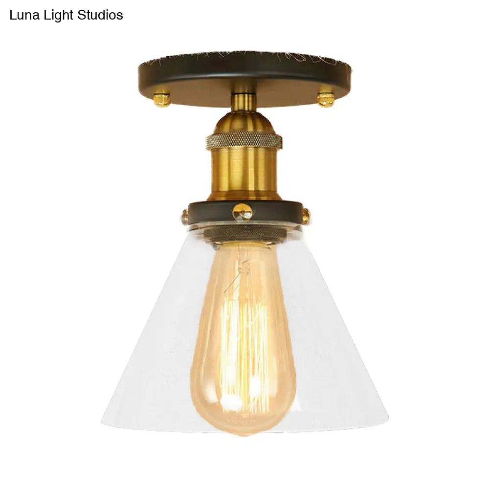 DecorBites™ DecorBites™ Industrial Clear Glass Semi Flush Mount in Black/Bronze/Copper