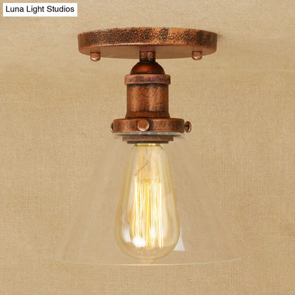 DecorBites™ DecorBites™ Industrial Clear Glass Semi Flush Mount in Black/Bronze/Copper