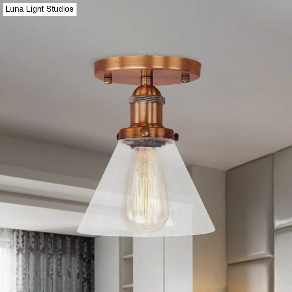DecorBites™ DecorBites™ Industrial Clear Glass Semi Flush Mount in Black/Bronze/Copper