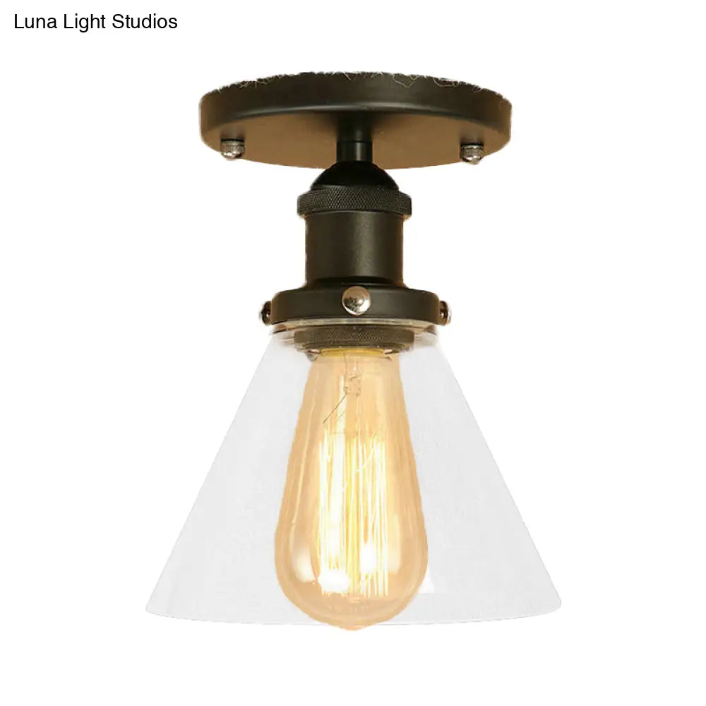 DecorBites™ DecorBites™ Industrial Clear Glass Semi Flush Mount in Black/Bronze/Copper