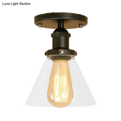 DecorBites™ DecorBites™ Industrial Clear Glass Semi Flush Mount in Black/Bronze/Copper
