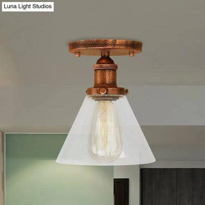DecorBites™ DecorBites™ Industrial Clear Glass Semi Flush Mount in Black/Bronze/Copper