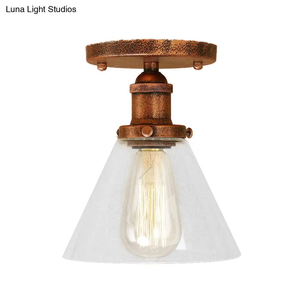 DecorBites™ DecorBites™ Industrial Clear Glass Semi Flush Mount in Black/Bronze/Copper