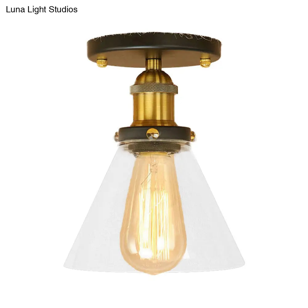 DecorBites™ DecorBites™ Industrial Clear Glass Semi Flush Mount in Black/Bronze/Copper