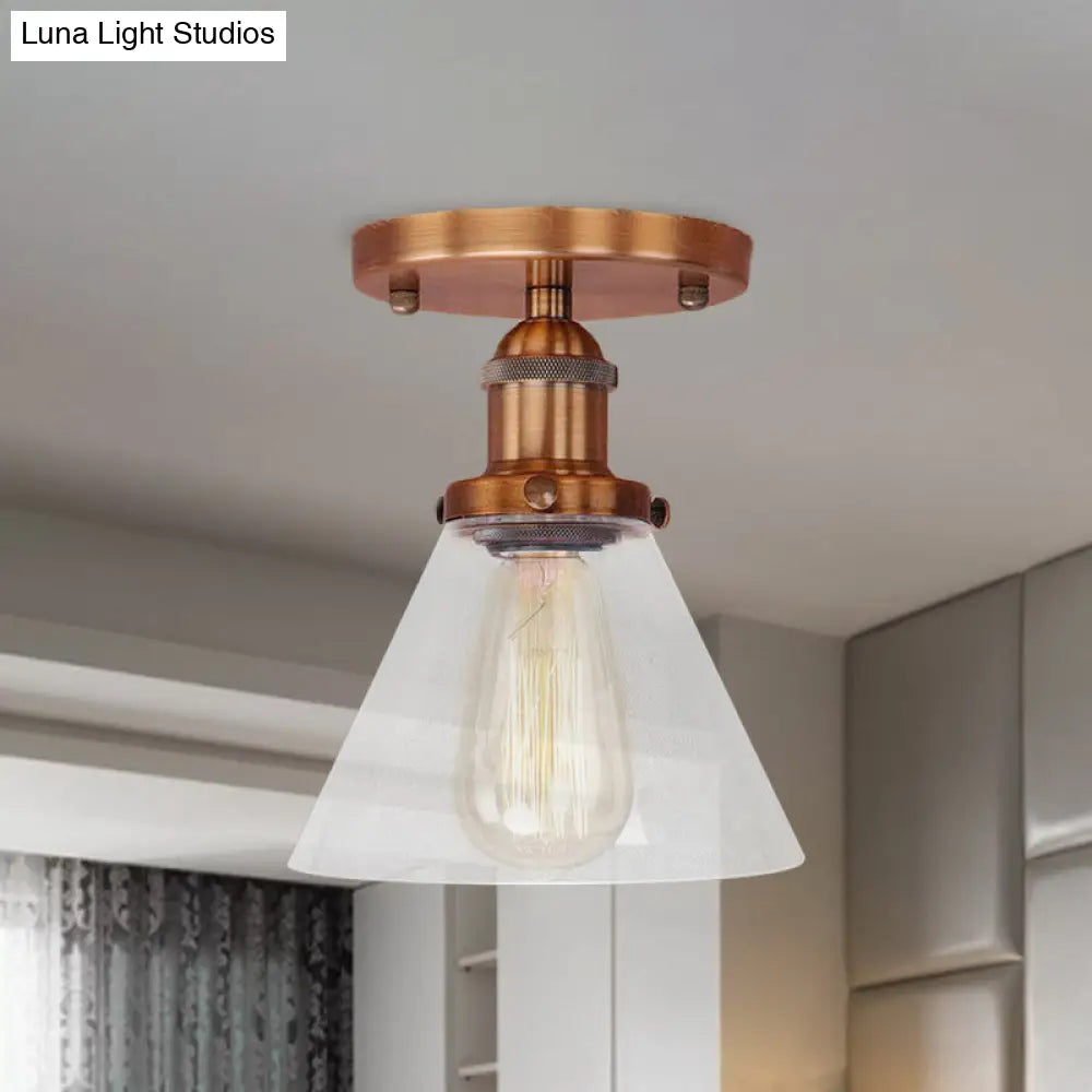 DecorBites™ DecorBites™ Industrial Clear Glass Semi Flush Mount in Black/Bronze/Copper