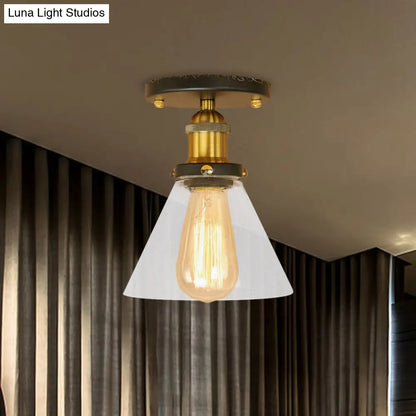 DecorBites™ DecorBites™ Industrial Clear Glass Semi Flush Mount in Black/Bronze/Copper
