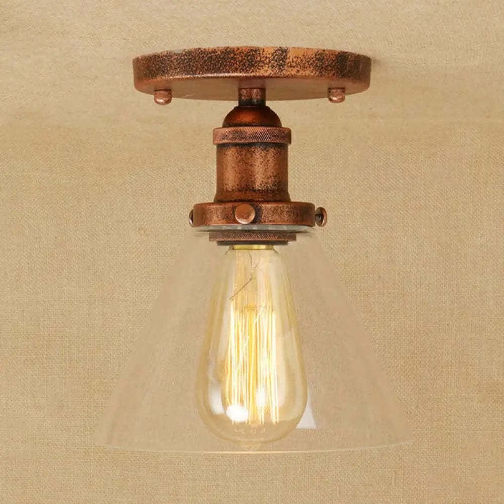 DecorBites™ DecorBites™ Industrial Clear Glass Semi Flush Mount in Black/Bronze/Copper