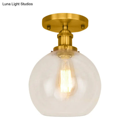 DecorBites™ DecorBites™ Industrial Clear Glass Spherical Balcony Ceiling Light Fixture – Black/Brass/Copper