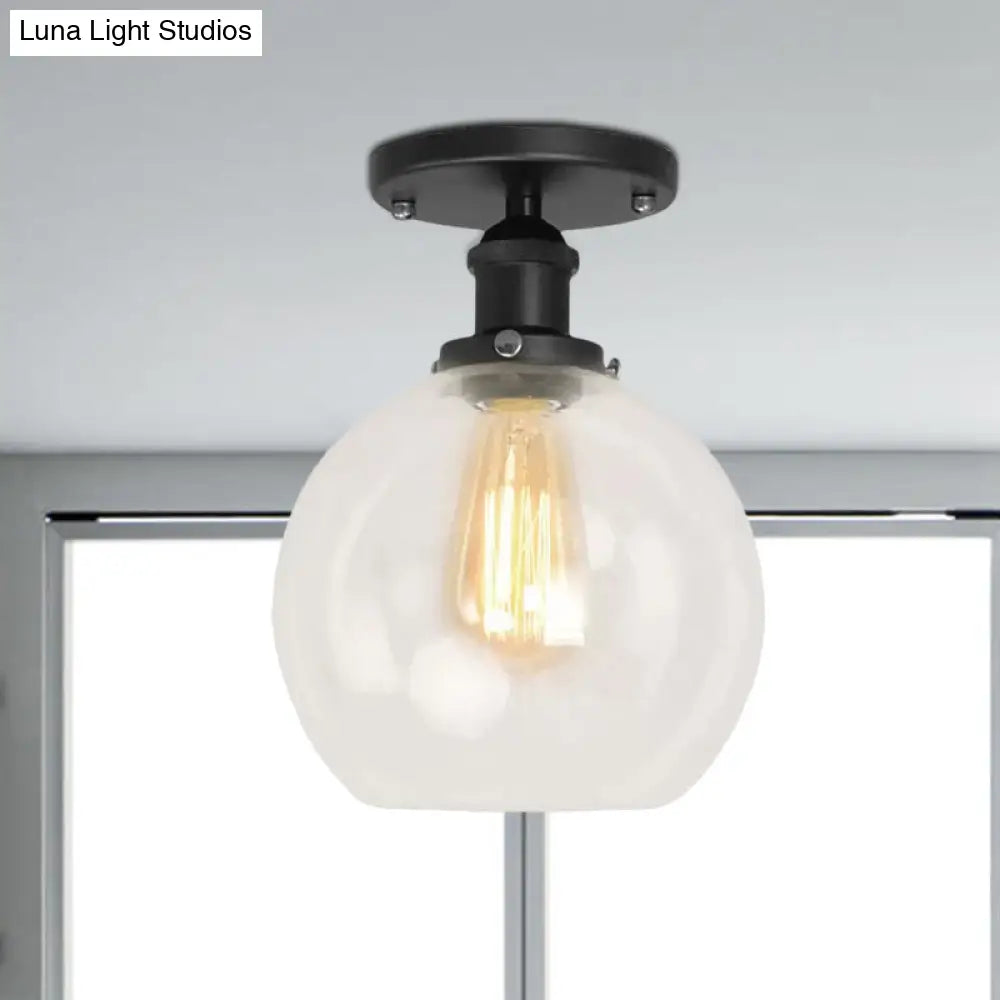 DecorBites™ DecorBites™ Industrial Clear Glass Spherical Balcony Ceiling Light Fixture – Black/Brass/Copper