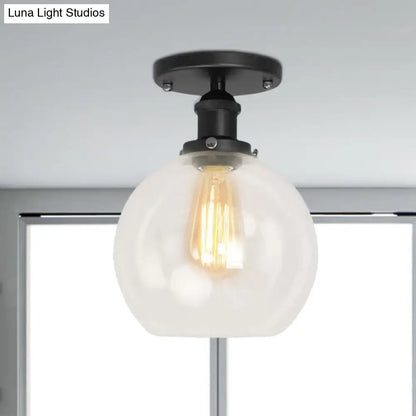 DecorBites™ DecorBites™ Industrial Clear Glass Spherical Balcony Ceiling Light Fixture – Black/Brass/Copper