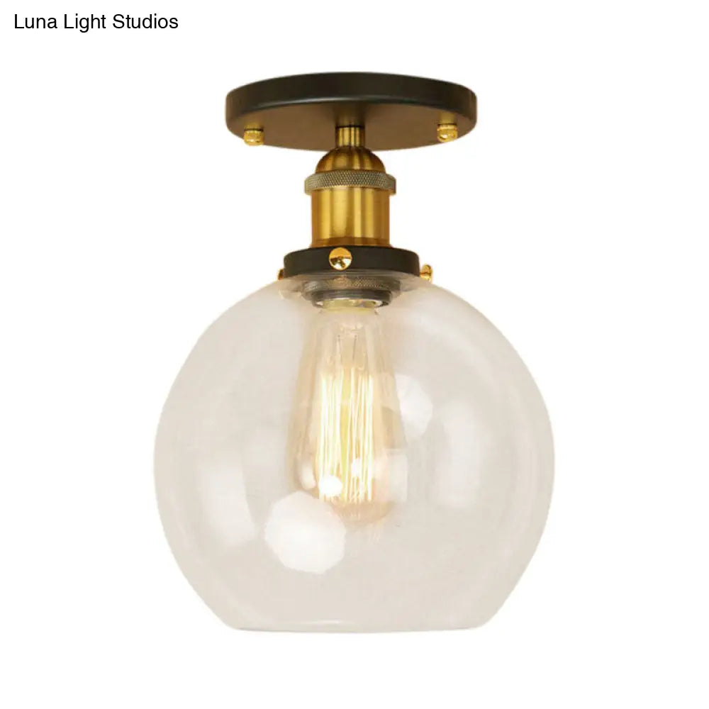 DecorBites™ DecorBites™ Industrial Clear Glass Spherical Balcony Ceiling Light Fixture – Black/Brass/Copper