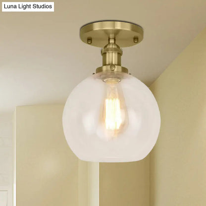 DecorBites™ DecorBites™ Industrial Clear Glass Spherical Balcony Ceiling Light Fixture – Black/Brass/Copper