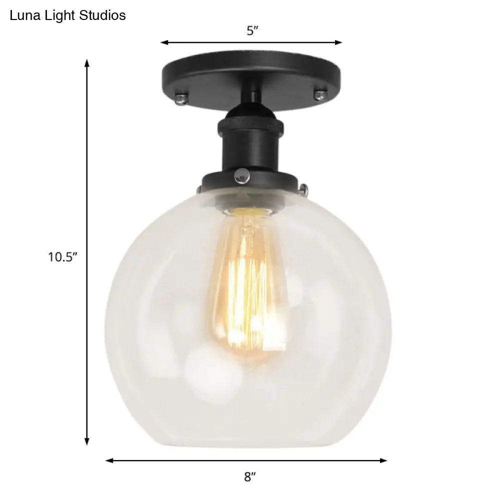 DecorBites™ DecorBites™ Industrial Clear Glass Spherical Balcony Ceiling Light Fixture – Black/Brass/Copper