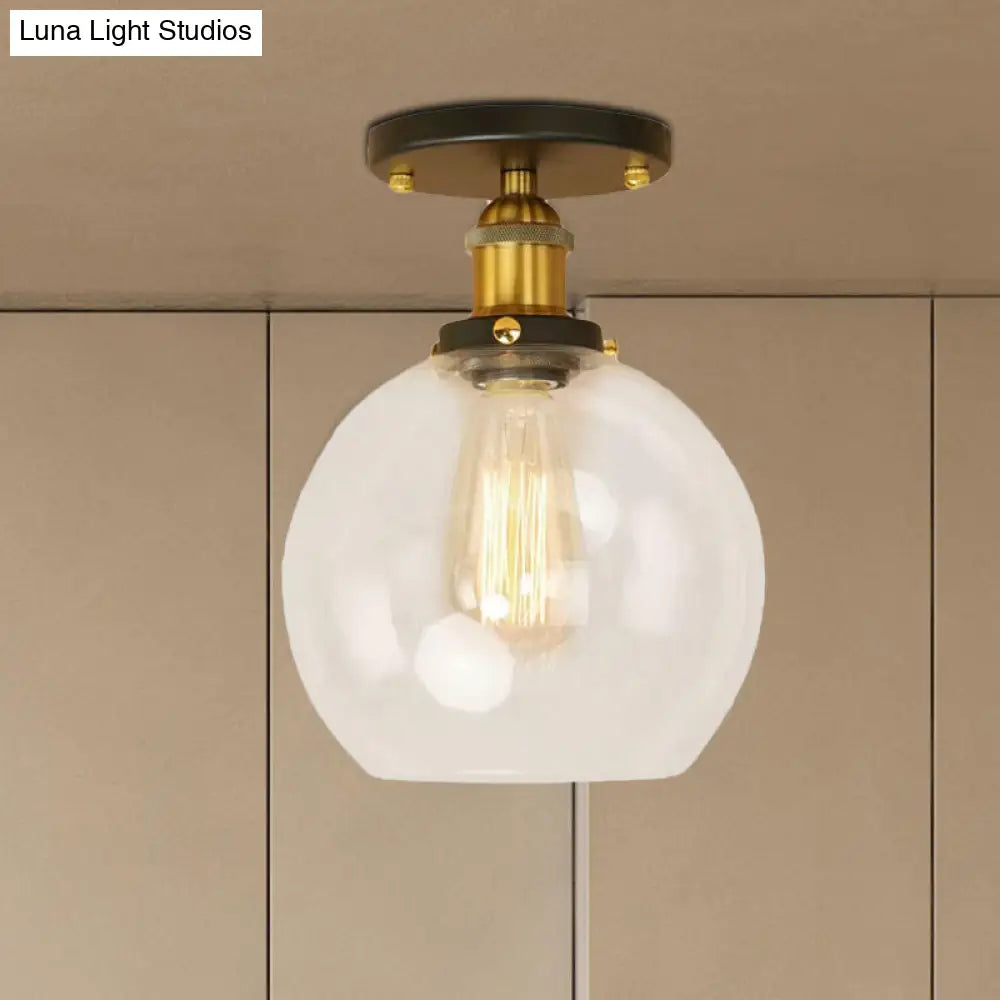 DecorBites™ DecorBites™ Industrial Clear Glass Spherical Balcony Ceiling Light Fixture – Black/Brass/Copper