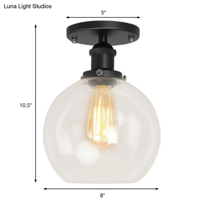 DecorBites™ DecorBites™ Industrial Clear Glass Spherical Balcony Ceiling Light Fixture – Black/Brass/Copper