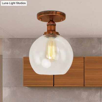 DecorBites™ DecorBites™ Industrial Clear Glass Spherical Balcony Ceiling Light Fixture – Black/Brass/Copper