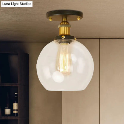 DecorBites™ DecorBites™ Industrial Clear Glass Spherical Balcony Ceiling Light Fixture – Black/Brass/Copper