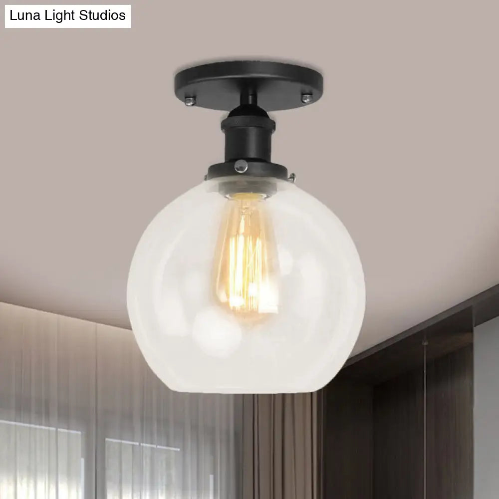 DecorBites™ DecorBites™ Industrial Clear Glass Spherical Balcony Ceiling Light Fixture – Black/Brass/Copper