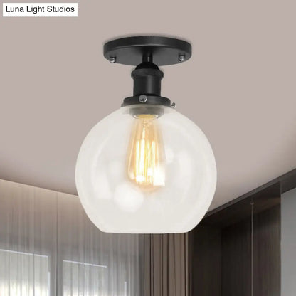 DecorBites™ DecorBites™ Industrial Clear Glass Spherical Balcony Ceiling Light Fixture – Black/Brass/Copper