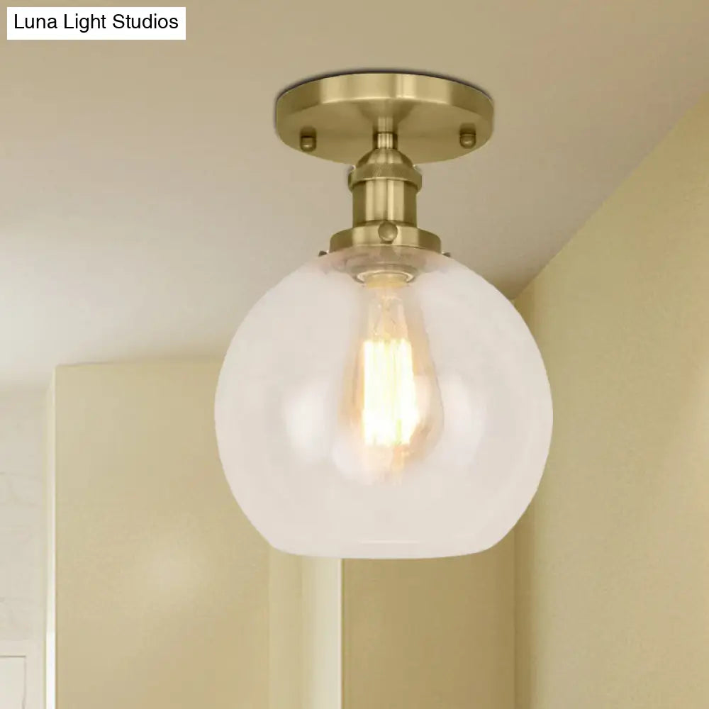 DecorBites™ DecorBites™ Industrial Clear Glass Spherical Balcony Ceiling Light Fixture – Black/Brass/Copper