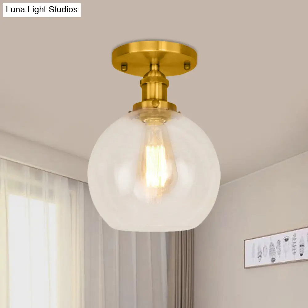 DecorBites™ DecorBites™ Industrial Clear Glass Spherical Balcony Ceiling Light Fixture – Black/Brass/Copper