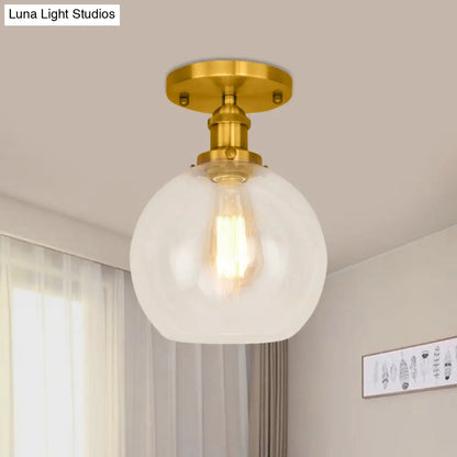 DecorBites™ DecorBites™ Industrial Clear Glass Spherical Balcony Ceiling Light Fixture – Black/Brass/Copper