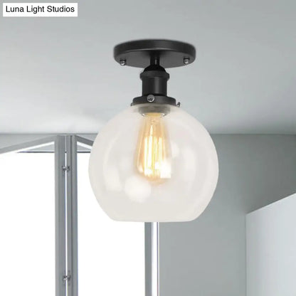 DecorBites™ DecorBites™ Industrial Clear Glass Spherical Balcony Ceiling Light Fixture – Black/Brass/Copper