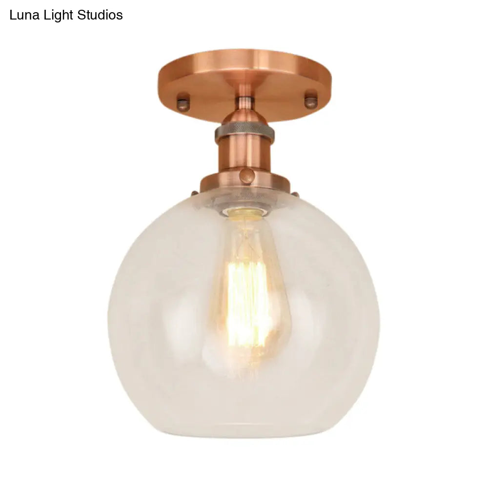 DecorBites™ DecorBites™ Industrial Clear Glass Spherical Balcony Ceiling Light Fixture – Black/Brass/Copper