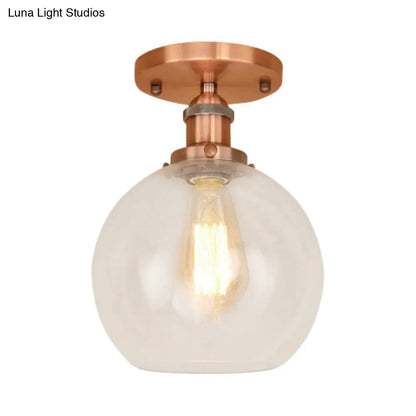 DecorBites™ DecorBites™ Industrial Clear Glass Spherical Balcony Ceiling Light Fixture – Black/Brass/Copper