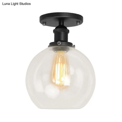 DecorBites™ DecorBites™ Industrial Clear Glass Spherical Balcony Ceiling Light Fixture – Black/Brass/Copper