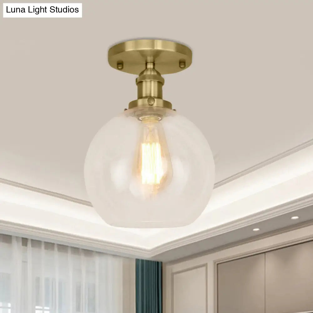 DecorBites™ DecorBites™ Industrial Clear Glass Spherical Balcony Ceiling Light Fixture – Black/Brass/Copper