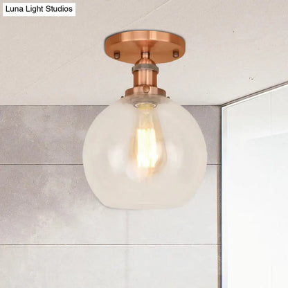 DecorBites™ DecorBites™ Industrial Clear Glass Spherical Balcony Ceiling Light Fixture – Black/Brass/Copper