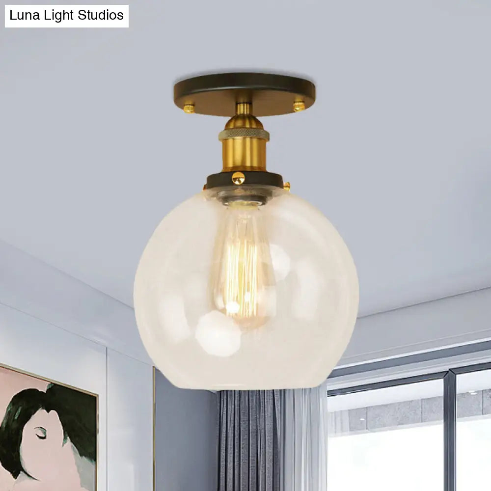 DecorBites™ DecorBites™ Industrial Clear Glass Spherical Balcony Ceiling Light Fixture – Black/Brass/Copper