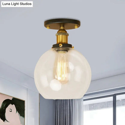 DecorBites™ DecorBites™ Industrial Clear Glass Spherical Balcony Ceiling Light Fixture – Black/Brass/Copper